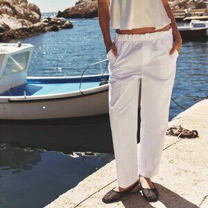 Zara white 100% cotton jogger trouser lounge pants XS nwt